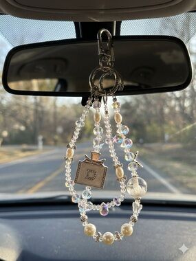 Crystal and Pearl 'D' Monogram Pendant Necklace - White Crystal